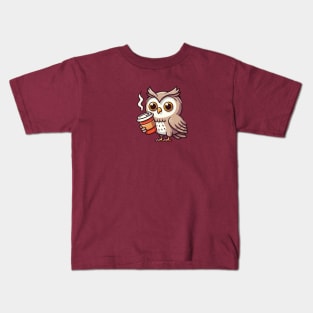 Owl with coffee Kids T-Shirt